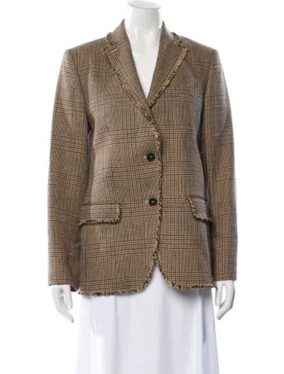 Pre-owned Officine Generale Plaid Print Blazer In Brown