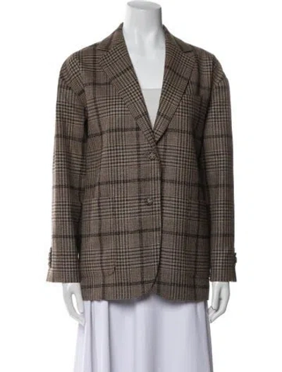 Pre-owned Officine Generale Plaid Print Blazer In Neutral