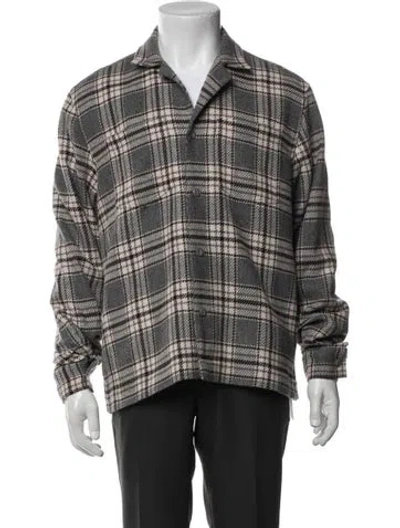 Pre-owned Officine Generale Plaid Print Jacket In Gray