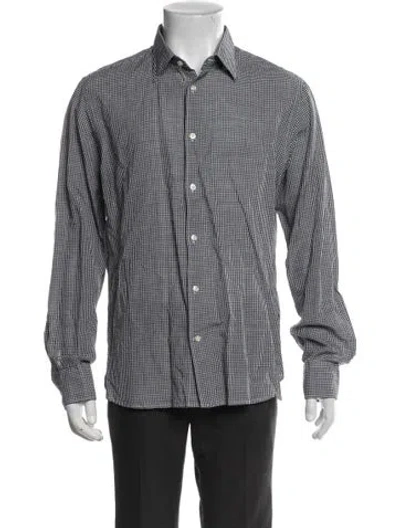 Pre-owned Officine Generale Plaid Print Long Sleeve Dress Shirt In Gray