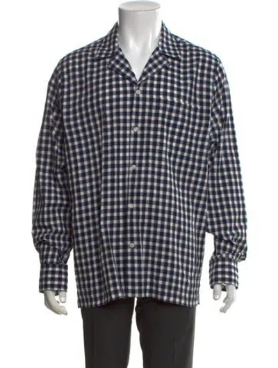 Pre-owned Officine Generale Plaid Print Long Sleeve Shirt In Blue