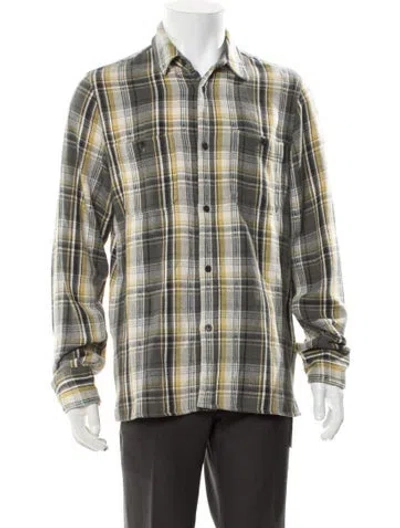 Pre-owned Officine Generale Plaid Print Long Sleeve Shirt In Green