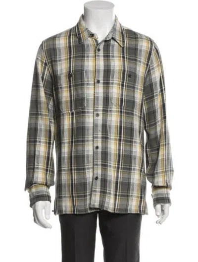 Pre-owned Officine Generale Plaid Print Long Sleeve Shirt In Multi