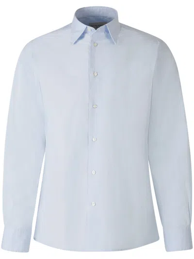 Officine Generale Plain Cotton Shirt In Blue