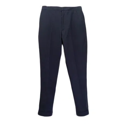 Officine Generale Plain Front Pants With Grosgrain Drawstring In Blue
