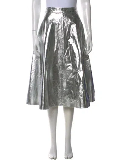 Pre-owned Officine Generale Pleated Accents Midi Length Skirt W/ Tags In Silver