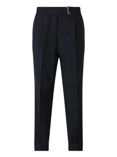 Officine Generale Pleated Belted Trousers In Black
