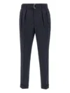 Officine Generale Pleated Belted Trousers In Blue