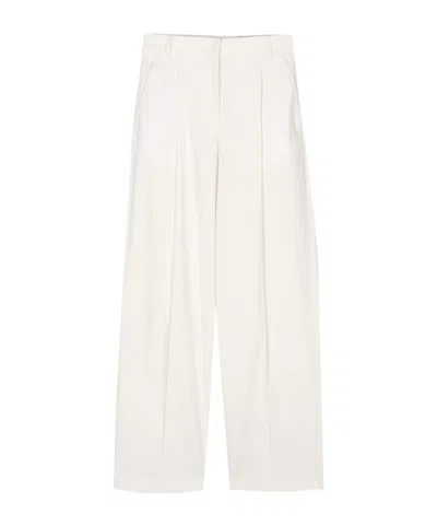 OFFICINE GENERALE PLEATED POPLIN STRAIGHT TROUSERS