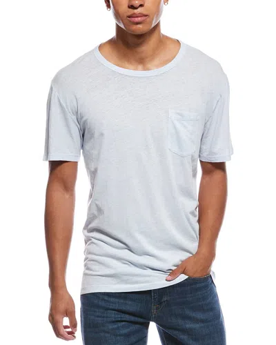 Officine Generale Pocket Slub Linen-blend T-shirt In Blue