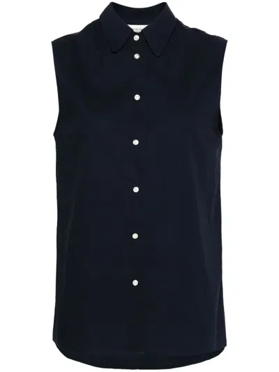 Officine Generale Poplin Organic-cotton Shirt In Black