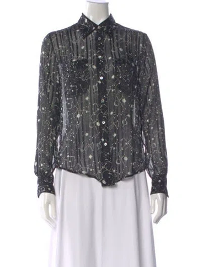 Pre-owned Officine Generale Printed Long Sleeve Blouse In Gray