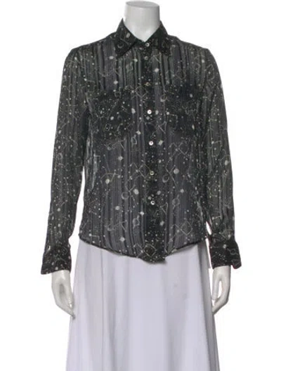 Pre-owned Officine Generale Printed Long Sleeve Button-up Top In Multi