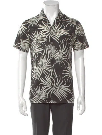 Pre-owned Officine Generale Printed Short Sleeve Shirt In Black