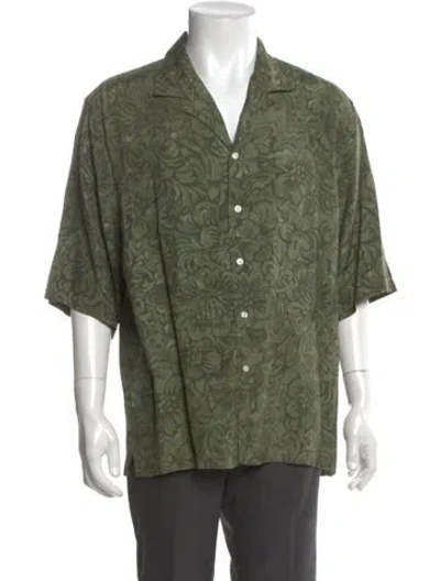 Pre-owned Officine Generale Printed Short Sleeve Shirt In Green