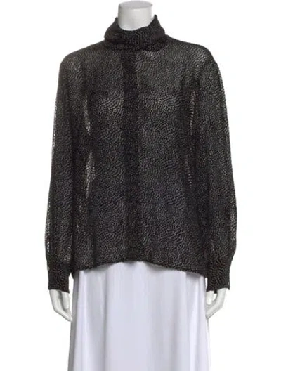Pre-owned Officine Generale Printed Turtleneck Blouse In Black