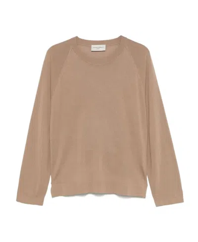 OFFICINE GENERALE RAGLAN SLEEVE CREWNECK SWEATER WITH SIDE SLITS
