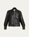 Officine Generale Rhea Lambskin Leather Jacket In Black