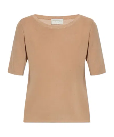 Officine Generale Ribbed Short-sleeve T-shirt In Brown