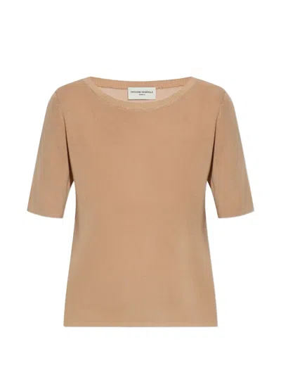 Officine Generale Ribbed Short-sleeve T-shirt In Brown