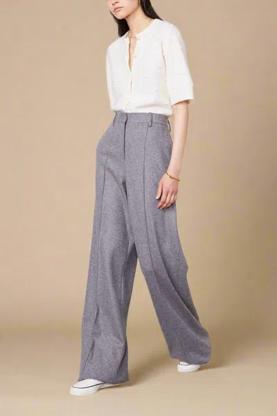Officine Generale Rosa Italian Jersey Wool Pants In Mid Heather Grey In Gray