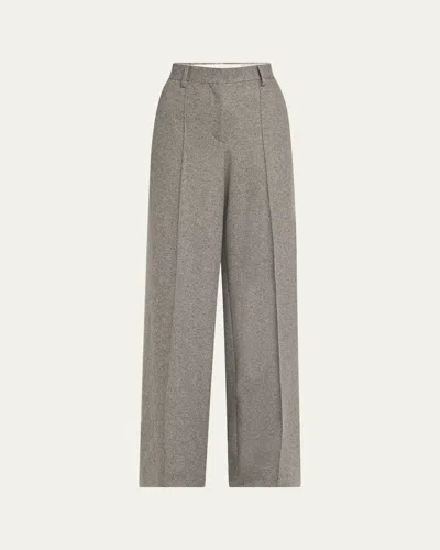 Officine Generale Rosa Wool-cashmere Pants In Mid Heather Grey