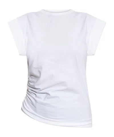 Officine Generale Ruched-detail Short-sleeve T-shirt In White