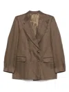 Officine Generale Officine Générale Sandra Jkt Li Co Herringbone In Toffee/black
