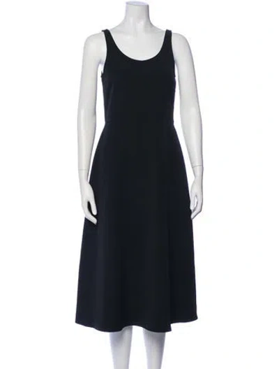 Pre-owned Officine Generale Scoop Neck Midi Length Dress In Blue