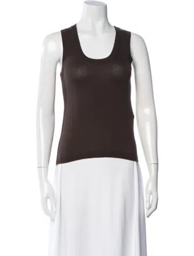 Pre-owned Officine Generale Scoop Neck Sleeveless Top In Brown