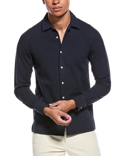 Officine Generale Seersucker Shirt In Blue