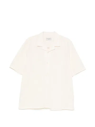 Officine Generale Seersucker Short-sleeve Shirt In Neutral