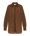 Officine Generale Button-down Cotton Shirt In Brown