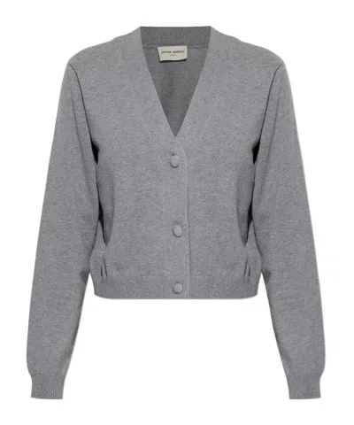 Officine Generale Serena Button V-neck Cardigan In Gray