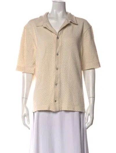 Pre-owned Officine Generale Short Sleeve Button-up Top In Neutral