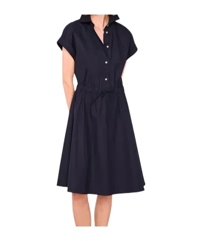 Officine Generale Anae Short-sleeve Cotton Voile Mini Dress In Blue