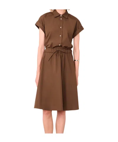 Officine Generale Short Sleeve Dress In Brown