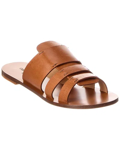 Officine Generale Sian Leather Sandal In Brown