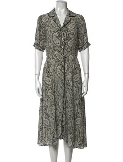 Pre-owned Officine Generale Silk Midi Length Dress In Black
