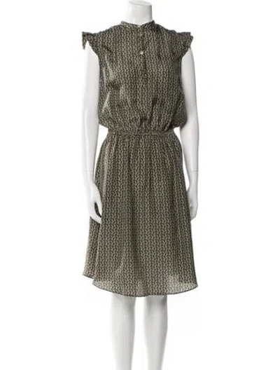 Pre-owned Officine Generale Silk Midi Length Dress In Green