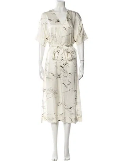 Pre-owned Officine Generale Silk Midi Length Dress W/ Tags In Neutral