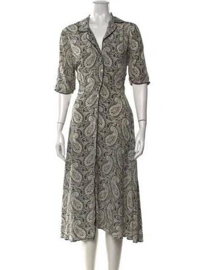 Pre-owned Officine Generale Silk Midi Length Dress In White