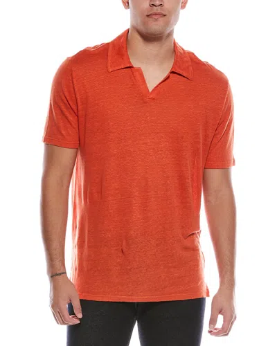 Officine Generale Simon French Linen Shirt In Orange