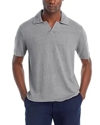 Officine Generale Simon Heathered Open Collar Polo Shirt In Gray