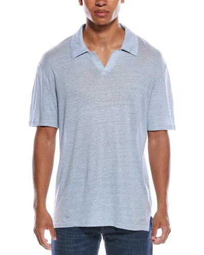 Officine Generale Simon Piece-dyed Linen Polo Shirt In Blue