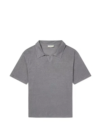 Officine Generale Simon Linen Polo Shirt In Gray