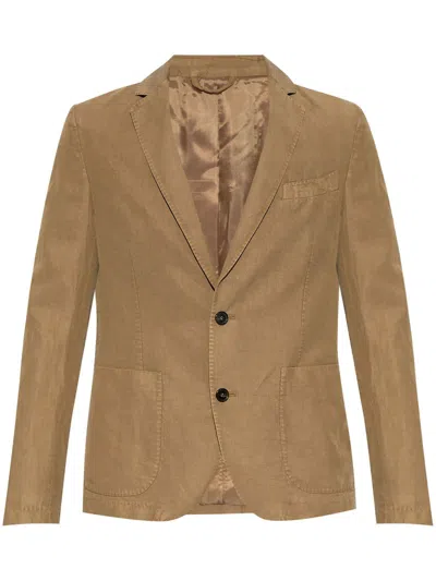 Officine Generale Single-breasted Blazer In Brown