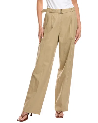 Officine Generale Sophia Denim Linen-blend Pant In Brown