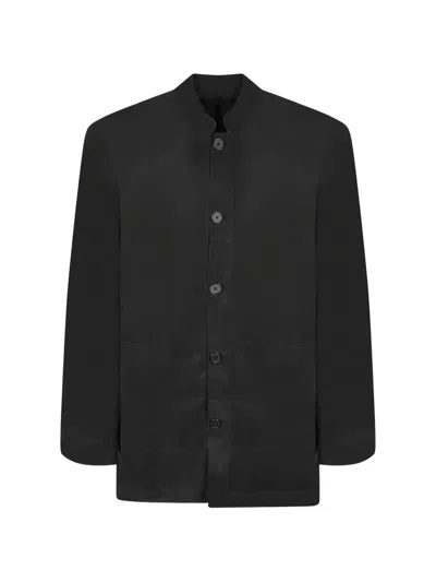 Officine Generale Soren Mandarin-collar Button-up Jacket In Black