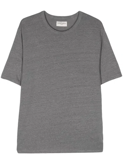 Officine Generale Officine Générale Ss T-shirt Heather French Linen Clothing In Grey